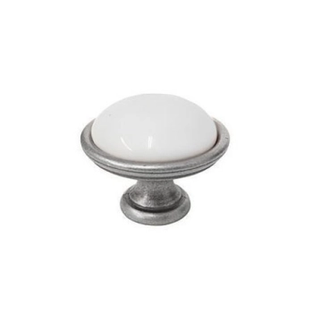 GAŁKA Meblowa Ceramiczna 40 mm BRANDO Rączka Uchwyt STARA STAL + BIAŁY