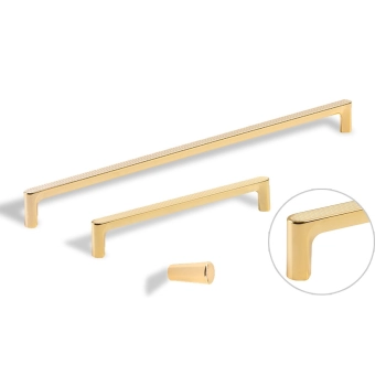 GAŁKA Meblowa 30x12 Ryflowana AQUA Nowoczesna Uchwyt Reling ZŁOTY Połysk