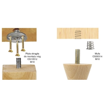 NÓŻKA Meblowa 160 mm Wkręcana Drewniana z Metalowym Zakończeniem CHROM