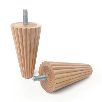 NÓŻKA Meblowa 120x65 Drewniana Ryflowana Wkręcana do Mebli Noga Drewno BUK