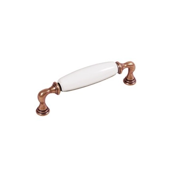 UCHWYT Meblowy DECORA Ceramiczny 146x24 Klasyczny Stara Miedź Biały L-128