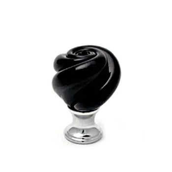 GAŁKA Meblowa Kula 25 mm Szkło Kryształ Murano MOSIĄDZ CHROM + Czarny