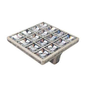 GAŁKA Meblowa 52x52 ELITE SWAROVSKI Rączka Uchwyt Szafki Stare Srebro L-32