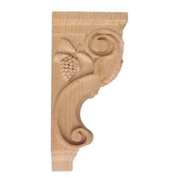 Kapitel Drewniany z Motywem Winogron 125x125x250mm Pilaster Bukowy Rzeźba