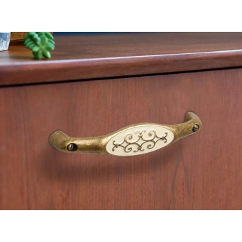 UCHWYT Meblowy RICCIA 141x30 Rączka Retro Dekoracyjny Stary Mosiądz L-128