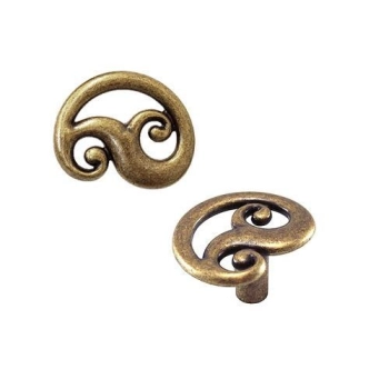 GAŁKA Meblowa 47x37 mm ARABESQUE Retro Vintage Rączka Uchwyt Stary Mosiądz