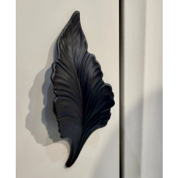 UCHWYT Meblowy DAPHNE 108x36 Retro Rączka CZARNY MAT L-32 mm LIŚĆ LEWY