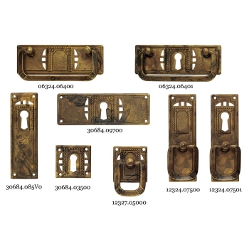 SZYLD Meblowy 27x85 PIGATO na Klucz Zamków Meblowych Retro MOSIĄDZ Patyna