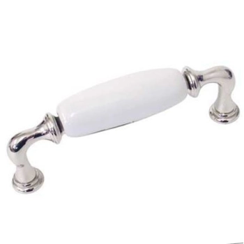 UCHWYT Meblowy DECORA Ceramiczny 146x24 Klasyczny Nikiel Połysk Biały L-128