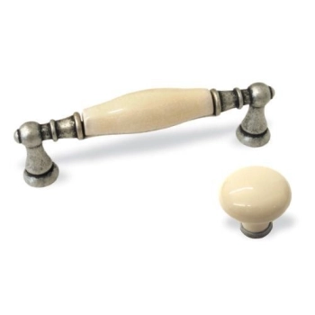 GAŁKA Meblowa Ceramiczna 30 mm MARCO Rączka Uchwyt Stare Srebro + Kremowy