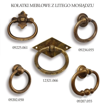 UCHWYT Meblowy Kołatka CIRCOLO Retro Vintage MOSIĄDZ Patynowany 50 mm