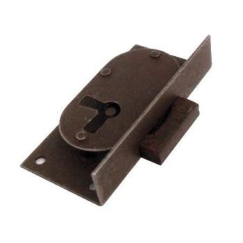 ZAMEK Meblowy na Klucz 80 mm Pół Wpuszczany Stara Stal Retro Antyk LEWY