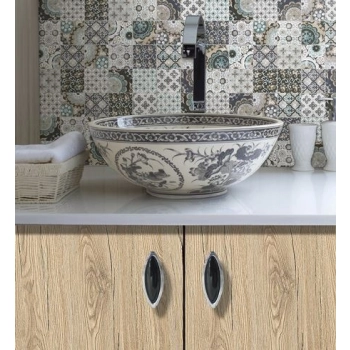 GAŁKA Meblowa Ceramiczna 69x25 Cosmopolitan Rączka CHROM + Czarny