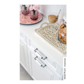 UCHWYT Meblowy DECORA Ceramiczny 146x24 Klasyczny Stara Stal Biały L-128