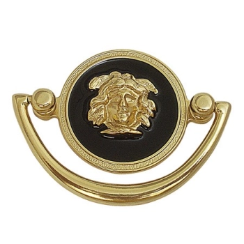 UCHWYT Meblowy Kołatka MEDUSA Retro Vintage MOSIĄDZ Pozłacany + czarny