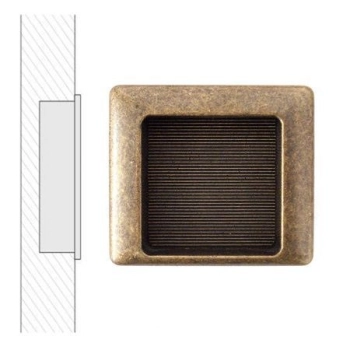 UCHWYT Meblowy 68x60 mm Wpuszczany NOVECENTO Kwadratowy Stary Mosiądz