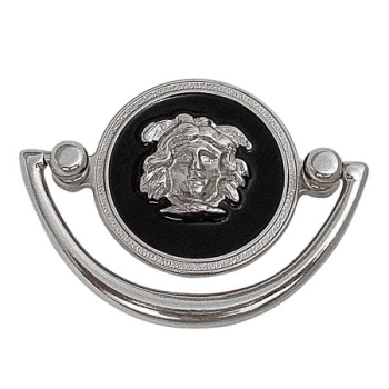 UCHWYT Meblowy Kołatka MEDUSA Retro Vintage MOSIĄDZ CHROM Połysk + czarny