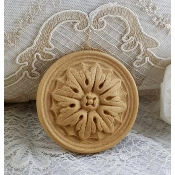 DEKOR fi 70 mm Okrągła Rozeta Ornament Ozdobny Rośliny Pyłu Drzewnego DIY