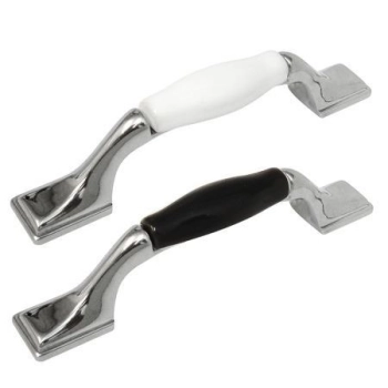 UCHWYT Meblowy NORA CERAMICZNY 142x21 Retro Klasyczny CHROM Czarny L-96 mm