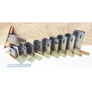 ZAMEK Meblowy na Klucz WPUSZCZANY - 15 mm - Czoło MOSIĄDZ 100x18 - LEWY