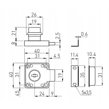 Zamek meblowy zatrzaskowy do szafek i szuflad Z-388