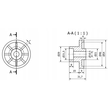 2 szt – Rolka meblowa do tapczanu dwustopniowa W = 31,70 mm