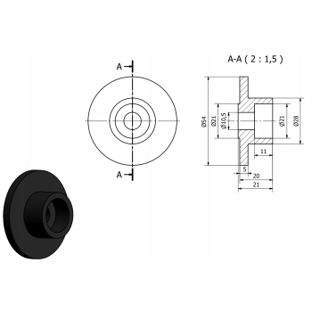 2 szt – Rolka meblowa do tapczanu dwustopniowa W = 21 mm