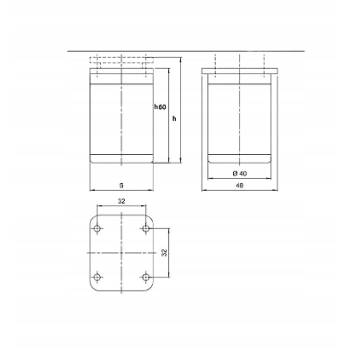 4 szt - Nóżka meblowa kwadratowa H-60 mm regulowana ALUMINIUM