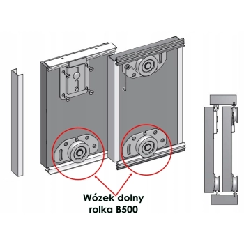 Wózek dolny drzwi przesuwnych Bimak B500 kółko, rolka do szafy