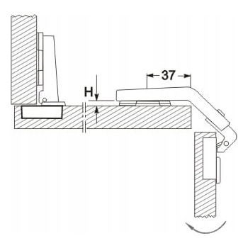 2 szt - Zawias meblowy 135° GTV uzupełniający + prowadnik