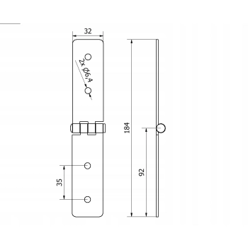 2 szt - Zawias budowlany meblowy 184x32 splatany ocynk