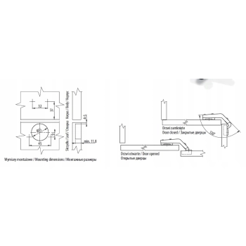 2 szt - Zawias meblowy 135° GTV uzupełniający + prowadnik