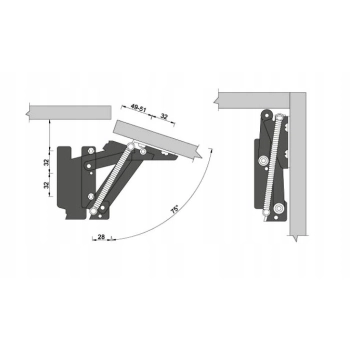 2 szt - Zawias meblowy siłownik klap okapów Junior PZ-075