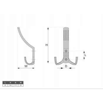 Wieszak meblowy duży na ubrania ALUMINIUM Z-355 G6