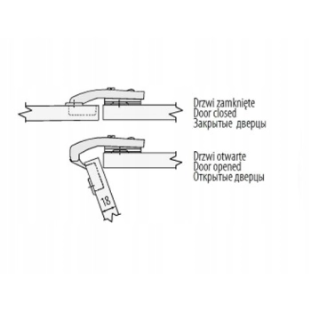 2 szt - Zawias puszkowy równoległy 90° FI 35 mm + prowadnik ZP-KT90H2-BE