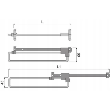 Wieszak meblowy wysuwany, drążek chrom L-350 mm