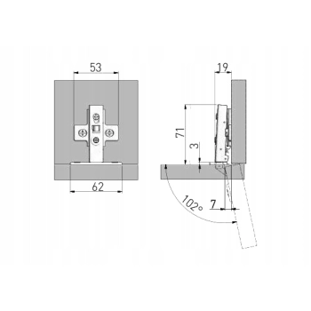 2 szt - Zawias hydrauliczny nakładany GTV 110° samodomyk + prowadnik