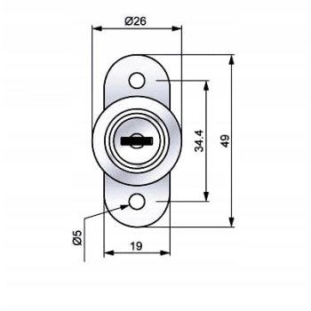 Zamek meblowy bolcowy wciskany, do drzwi przesuwnych ZB-208