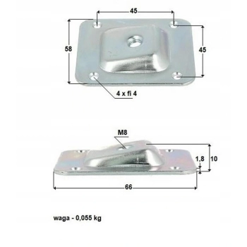 4 szt - Mocowanie nóg stołu kątowe 10 stopni, blacha montażowa biały ocynk