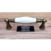 UCHWYT Meblowy FLORA Ceramiczny 112x18 Stary Mosiądz Kremowy L-96 mm