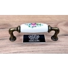 UCHWYT Meblowy DECORA Ceramiczny 112x22 Zdobiony Stary Mosiądz Kwiaty L-96