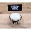 GAŁKA Meblowa Ceramiczna 35 mm BRANDO Rączka Uchwyt STARY MOSIĄDZ + Kremowy