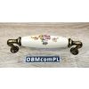 UCHWYT Meblowy DECORA Ceramiczny 146x24 Zdobiony Stary Mosiądz Kwiaty L-128