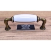 UCHWYT Meblowy DECORA Ceramiczny 112x22 Rączka Stary Mosiądz Biały L-96 mm