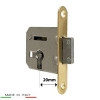 ZAMEK Meblowy na Klucz WPUSZCZANY - 20 mm - Czoło MOSIĄDZ 68x12 - LEWY