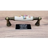 UCHWYT Meblowy FLORA Ceramiczny 112x18 Zdobiony Stary Mosiądz Kwiaty L-96