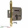 ZAMEK Meblowy na Klucz WPUSZCZANY - 15 mm - Czoło MOSIĄDZ 68x12 - PRAWY