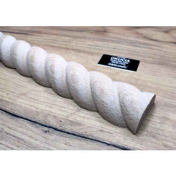 Listwa Drewniana Bukowa Warkocz Półwałek 45x22mm 1200mm Dekoracja 0036M