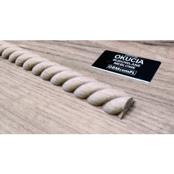 Listwa Drewniana Bukowa Warkocz Półwałek 19x9mm 1200mm Meble Dekoracja 0033M