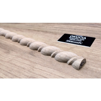 Listwa Drewniana Bukowa Warkocz Półwałek 19x9mm 1200mm Meble Dekoracja 0074M